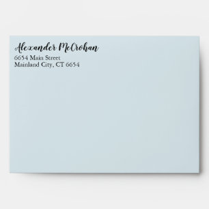 Elegant Script Blue Return Address Mailing Envelope
