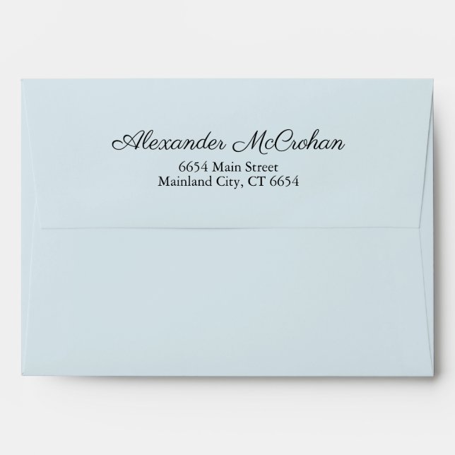 Elegant Script Blue Return Address Mailing Envelope (Back (Top Flap))