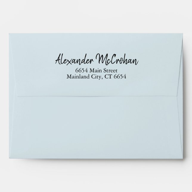 Elegant Script Blue Return Address Mailing Envelope (Back (Top Flap))