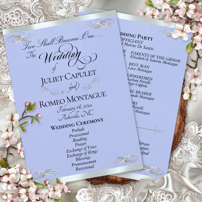 Elegant Script - Blue/Silver Wedding Programme (Creator Uploaded)