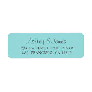 Elegant Script Blue Wedding Return Address
