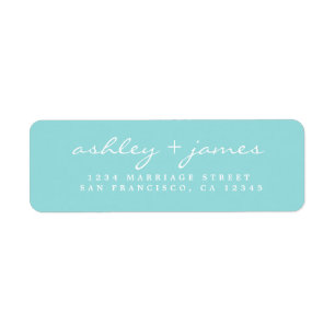 Elegant Script Blue Wedding Return Address