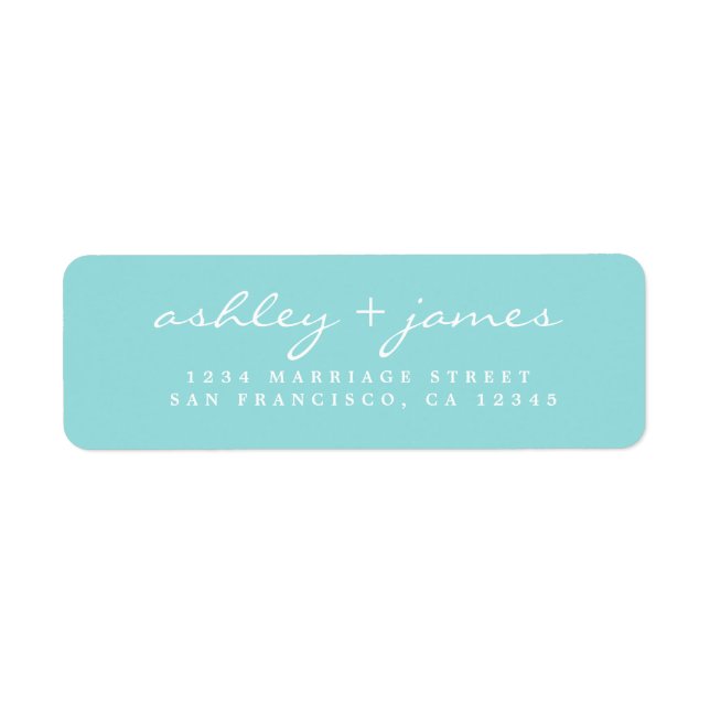 Elegant Script Blue Wedding Return Address (Front)