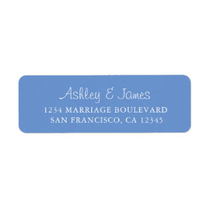 Elegant Script Blue Wedding Return Address