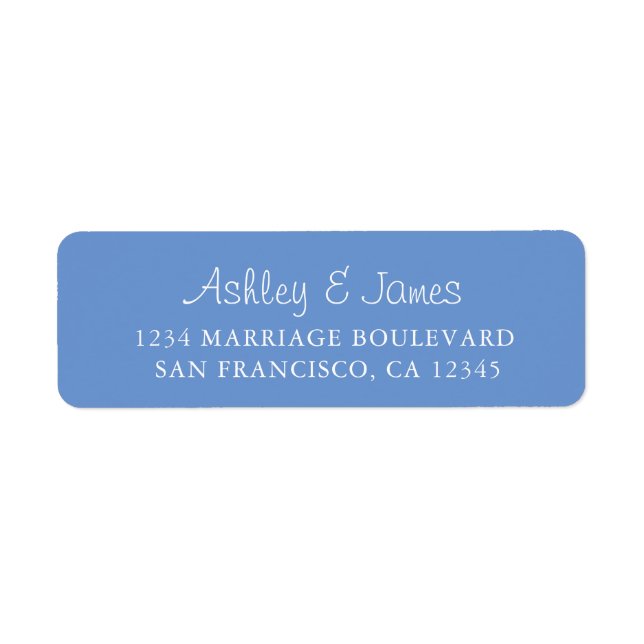 Elegant Script Blue Wedding Return Address (Front)