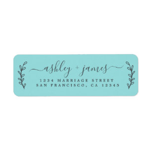 Elegant Script Blue Wedding Return Address
