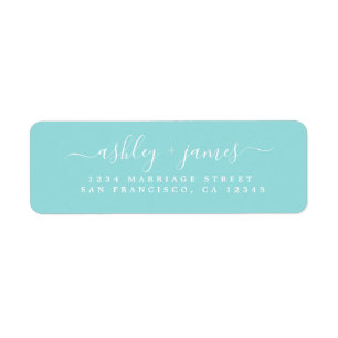 Elegant Script Blue Wedding Return Address