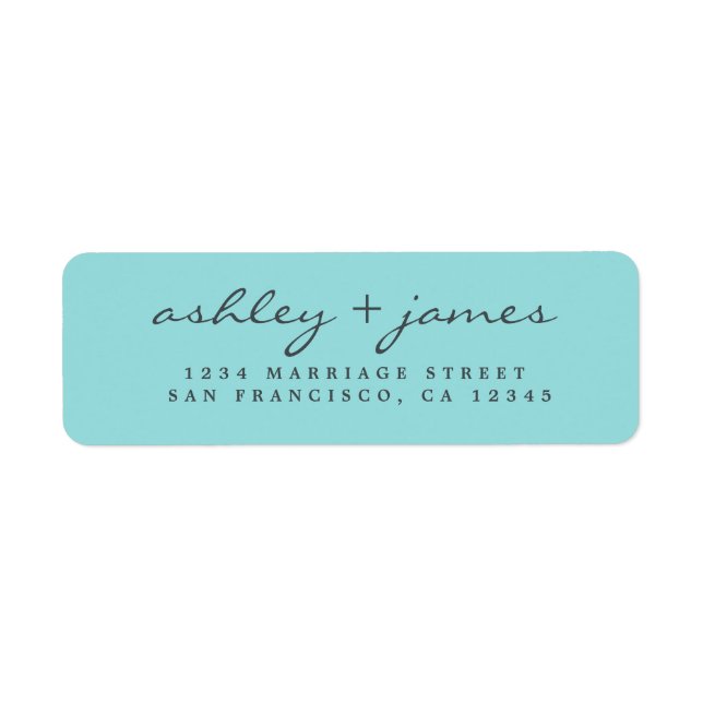 Elegant Script Blue Wedding Return Address (Front)