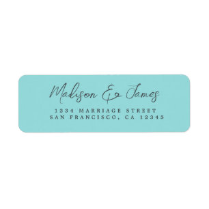 Elegant Script Blue Wedding Return Address