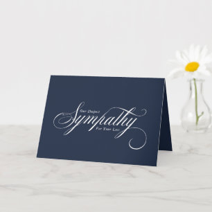 Elegant Script Blue White Condolence Sympathy Card