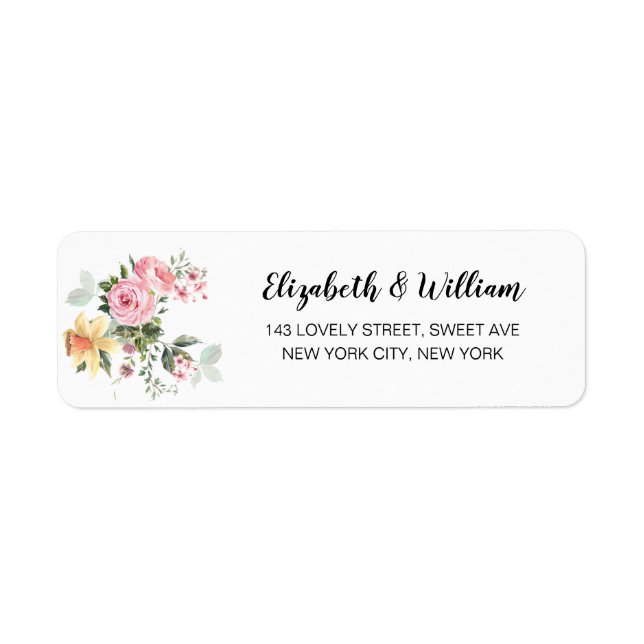 Elegant Script Blush Floral Simple Modern Wedding (Front)