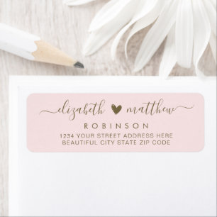 Elegant Script Blush Gold Wedding Return Address