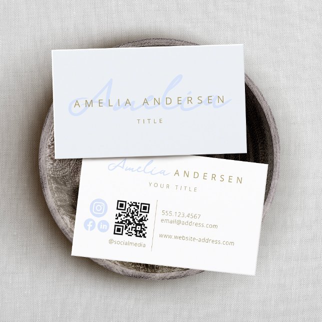 Elegant  Script Blush Pastel Blue Business Card (Creator Uploaded)