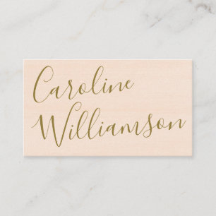 Elegant Script Blush Peach and Gold Personalised Business Card