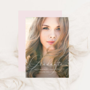 Elegant Script Blush Photo Graduation Party Invitation