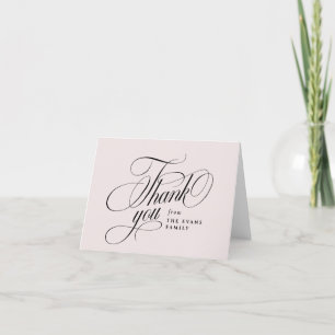 Elegant script blush pink baby shower thank you card