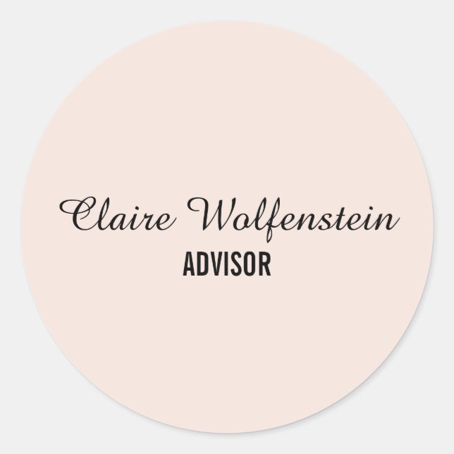 Elegant Script Blush Pink Business Classic Round Sticker (Front)