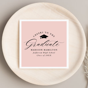 Elegant Script Blush Pink Cheers to the Graduate Napkin