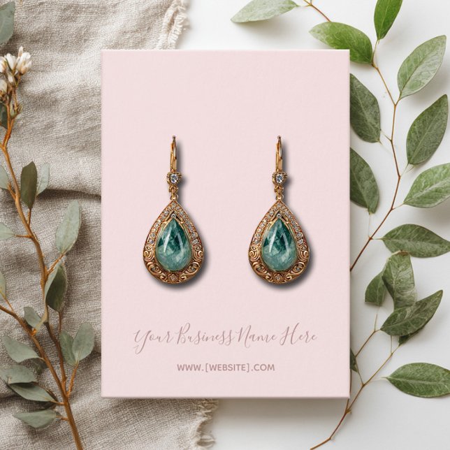 Elegant Script Blush Pink Earring Card (Creator Uploaded)