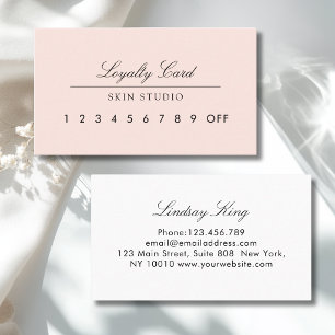 Elegant Script Blush Pink Salon 10 Loyalty Business Card