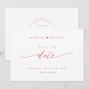 Elegant Script, Blush Pink, White Simple Wedding Save The Date