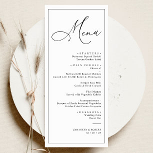 Elegant Script Blush Simple Wedding Dinner Menu