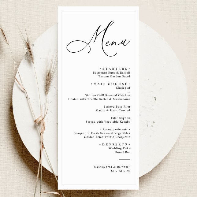 Elegant Script Blush Simple Wedding Dinner Menu (Creator Uploaded)