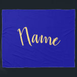 Elegant Script Bold Rich Royal Blue Background Fleece Blanket<br><div class="desc">Playful and elegant. This classy minimalist template design features centred,  beautiful warm yellow colour script typography,  that when personalised,  stretches across the length of the design against a deep,  rich royal blue background.</div>
