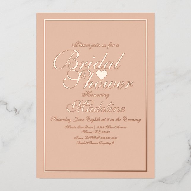 Elegant Script Border Heart Bridal Shower (Front)