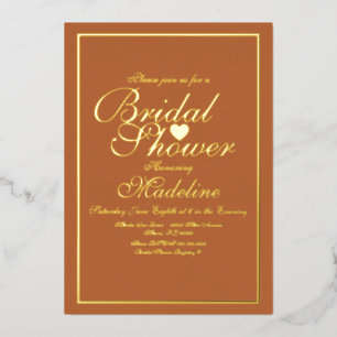 Elegant Script Border Heart Bridal Shower Foil Inv
