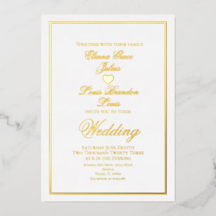 Elegant Script Border Heart Wedding Pressed  