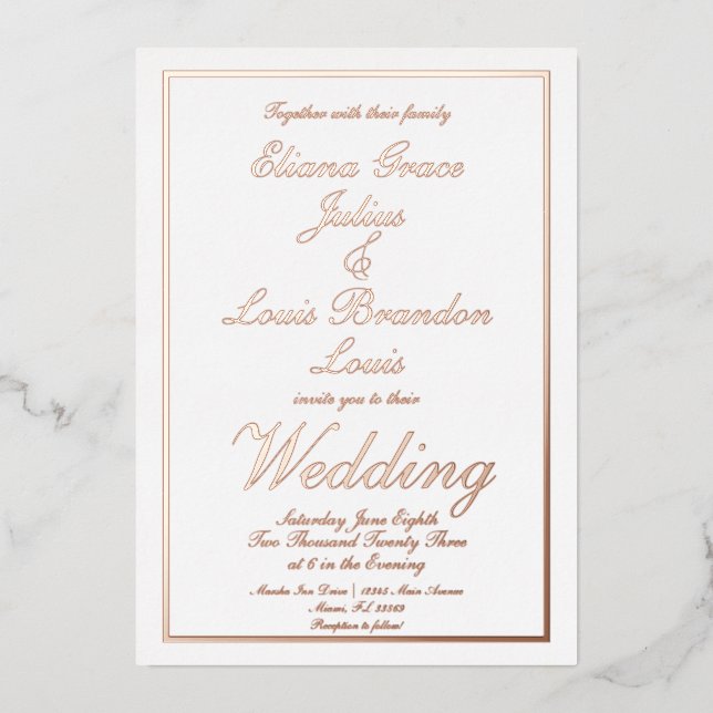 Elegant Script Border Wedding Pressed  (Front)