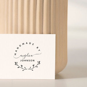 Elegant Script Botanical Handmade By Hobby Self-inking Stamp