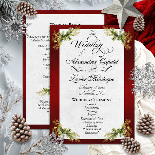 Elegant Script & Botanical - Red Wedding Programme