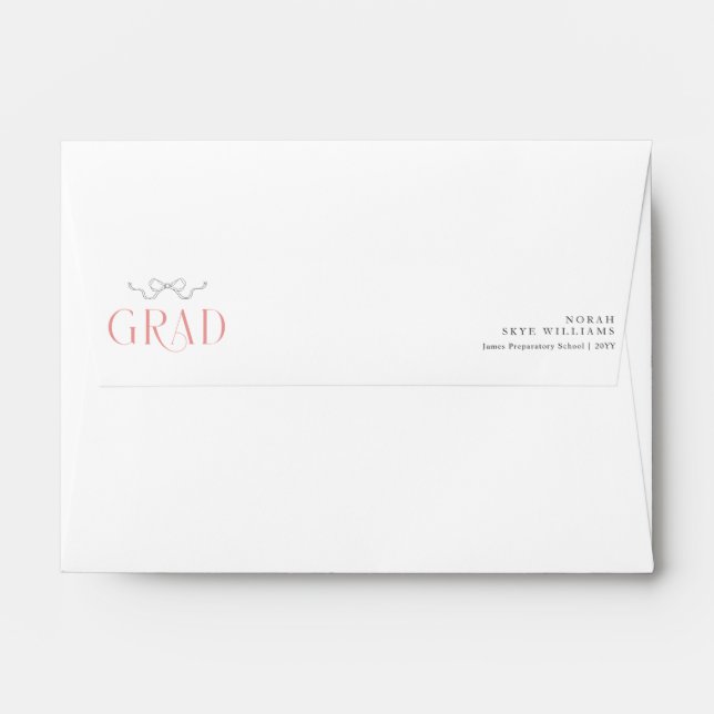 Elegant Script Bow Coquette Graduation Party Envelope (Back (Top Flap))