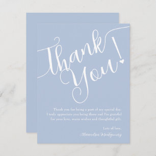 Elegant Script Boy Baby Shower Blue Thank You Card