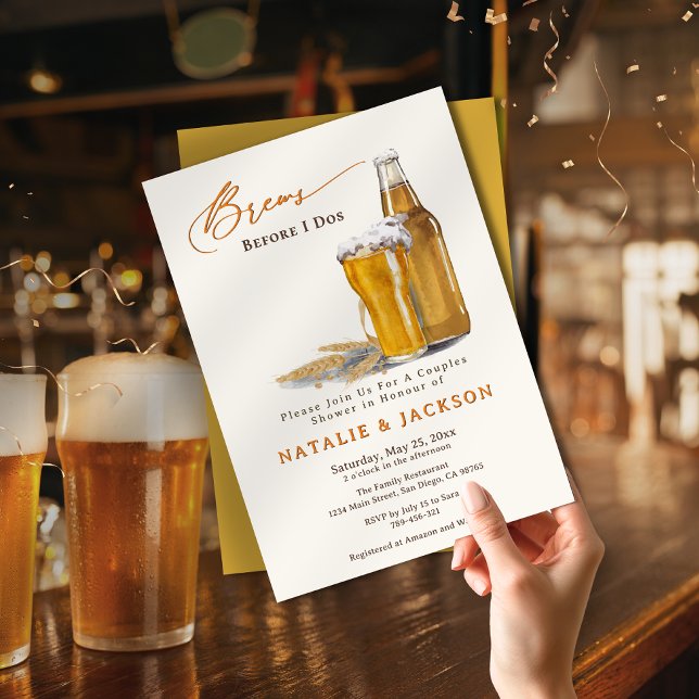 Elegant Script Brews Before I Dos Couples Shower Invitation (Elegant Script Brews Before I Dos Couples Shower Invitation)