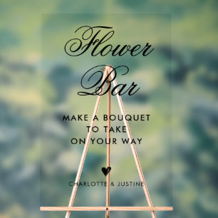 Elegant Script Bridal Shower Flower Bar Acrylic Sign