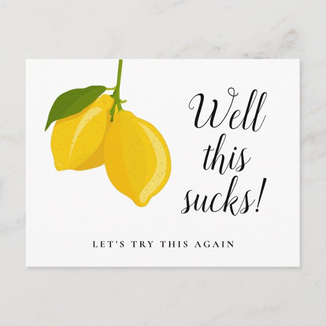 Elegant Script Bridal Shower Postponed Lemons Postcard (Front)