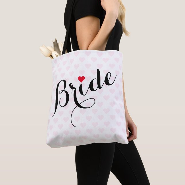 Elegant Script Bride Bridal Shower Wedding Party Tote Bag (Close Up)