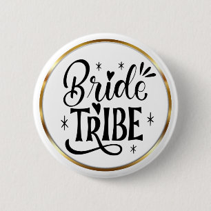 Elegant Script Bride Tribe Gold Frame 6 Cm Round Badge