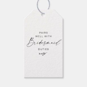 Elegant Script Bridesmaid Proposal Botanical Gift Tags