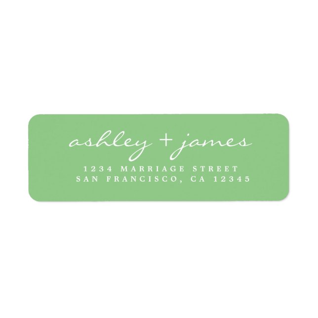 Elegant Script Bright Green Wedding Return Address (Front)