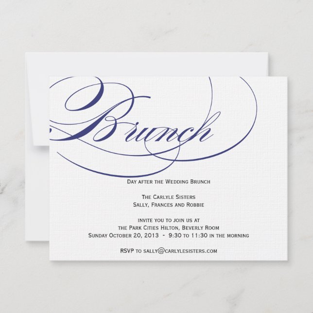 Elegant Script Brunch Invitation - Navy (Front)