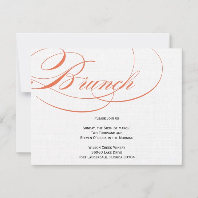 Elegant Script Brunch Invitation - Orange (Front)