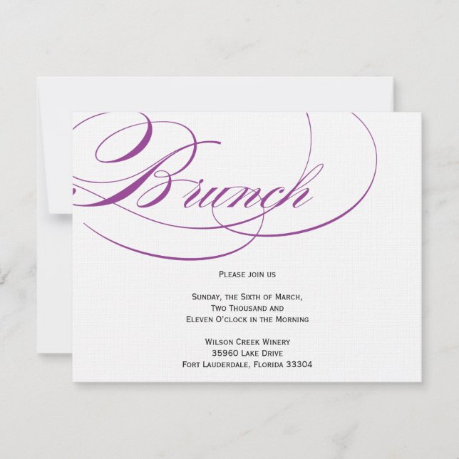 Elegant Script Brunch Invitation - Purple (Front)