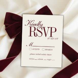 Elegant Script Burgundy Red Formal Wedding Details RSVP Card