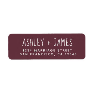 Elegant Script Burgundy Wedding Return Address