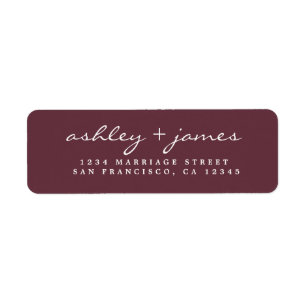 Elegant Script Burgundy Wedding Return Address