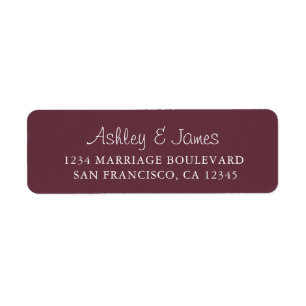 Elegant Script Burgundy Wedding Return Address